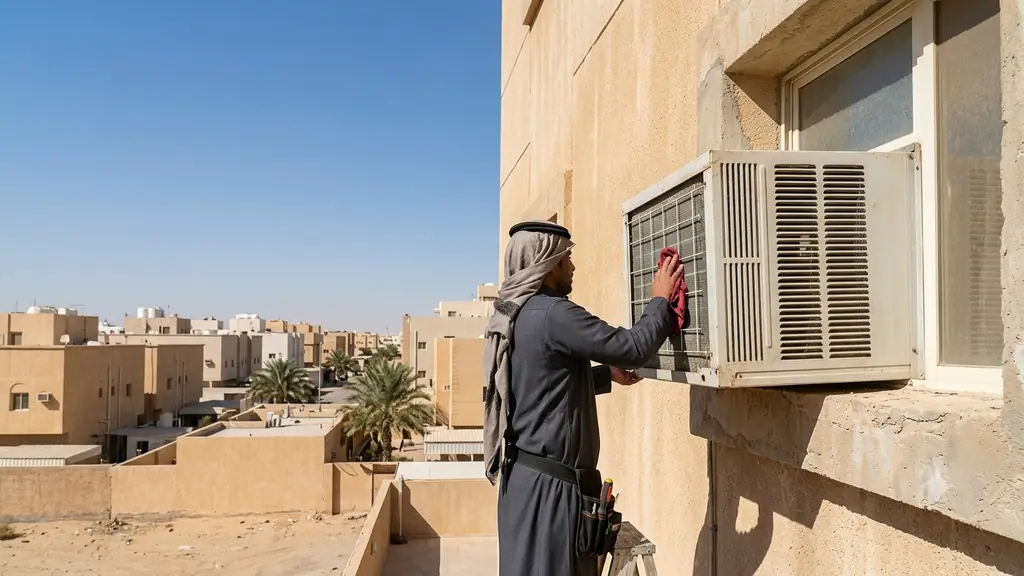 تنظيف الوحدة الخارجية لمكيف الشباك من الغبار